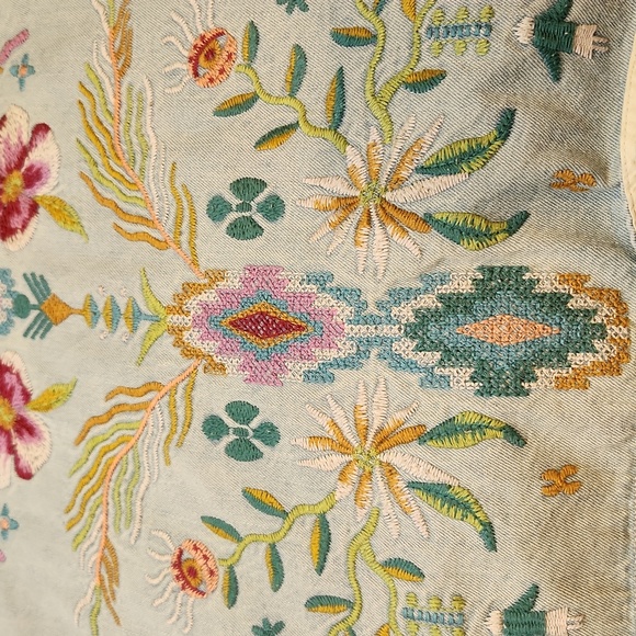 Johnny Was Denim Jean Jacket Oversized Shirt Embroidered Button Front XL Vintage - Picture 11 of 11